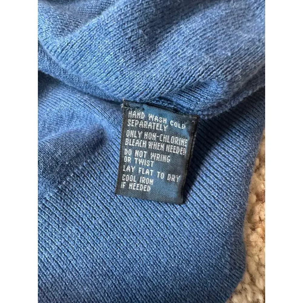POLO RALPH LAUREN 100% PIMA Cotton sweater, Men's LG; V neck; Long sleeves; Blue